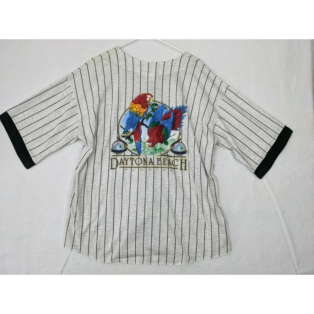 Daytona Beach FL Mens Shirt Sz One Size‎ Stripe Tropical Bird Avi Inc